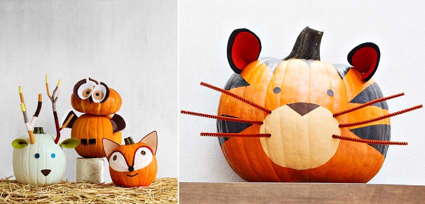 10 idee per decorare le zucche di Halloween - gli animali
