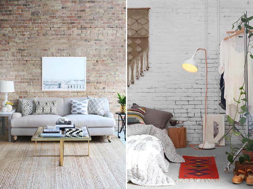 Idee per decorare le pareti - la parete in mattone