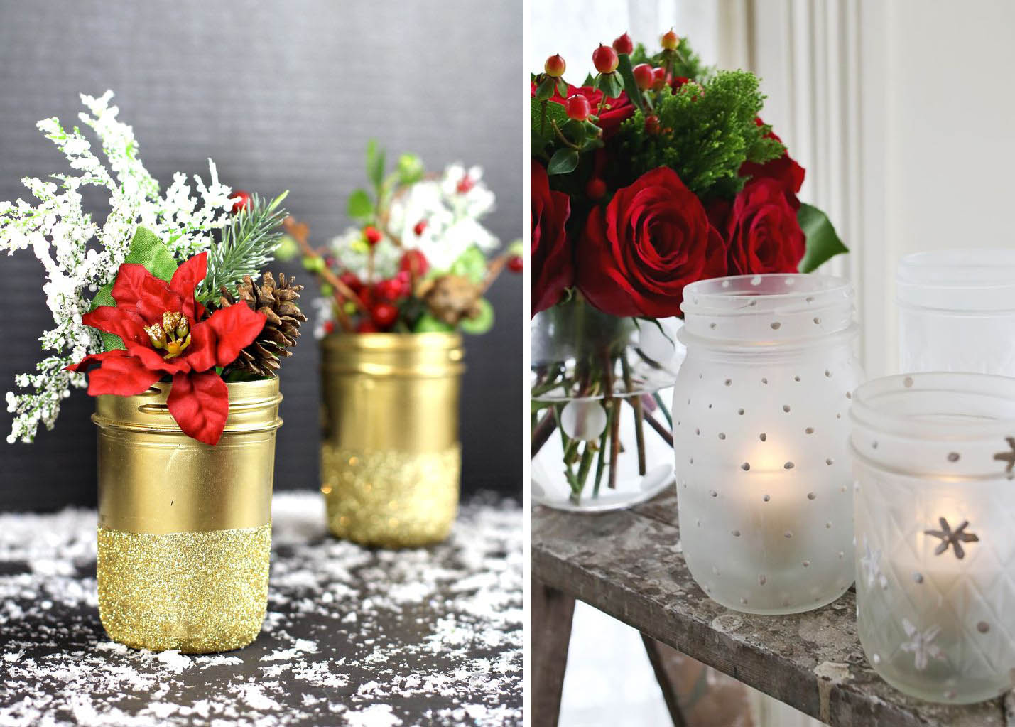 Barattoli di vetro vasi - decorazioni di Natale fai da te