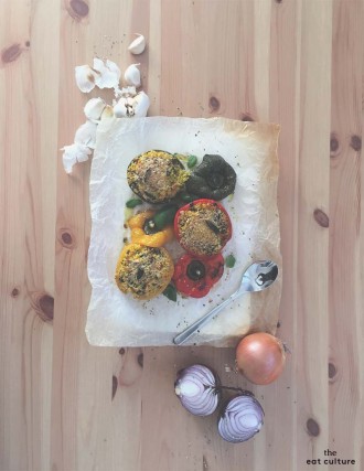 couscous stuffed peppers with curry - veggie recipe